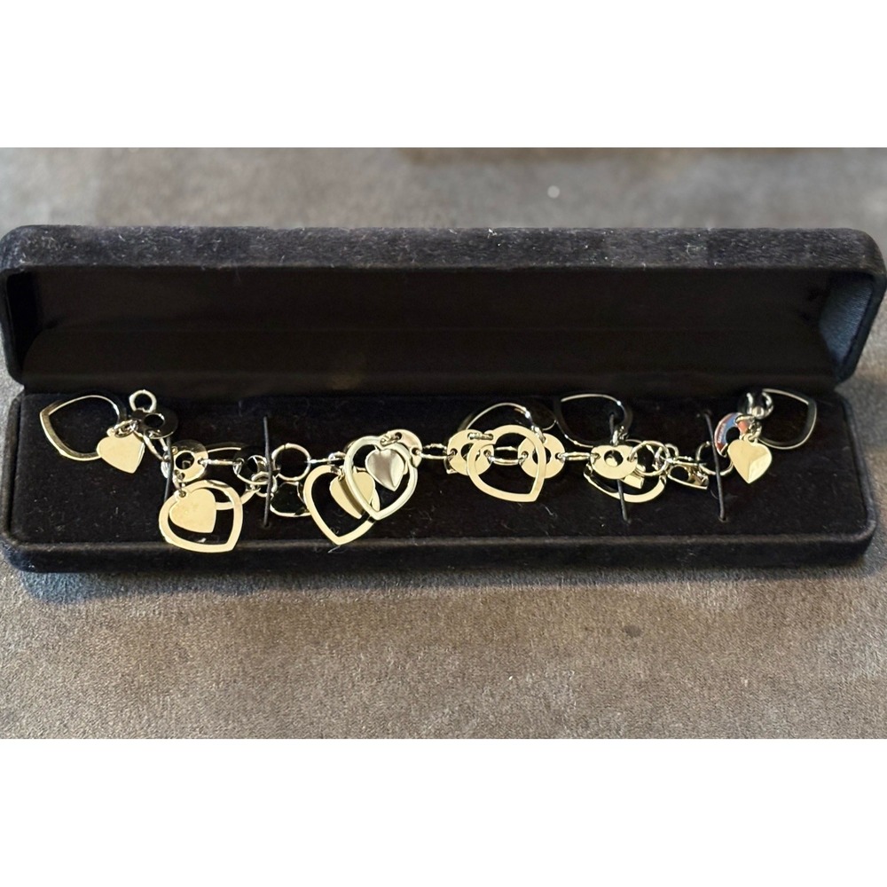 Edforce Stainless Steel Intertwining Hearts Dangle Bracelet - Beautiful Gift!